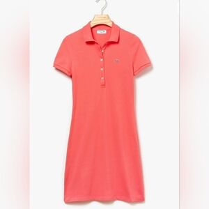 Lacoste Slim Fit Stretch Mini Pique Polo Dress Watermelon Pink sz 44/L
